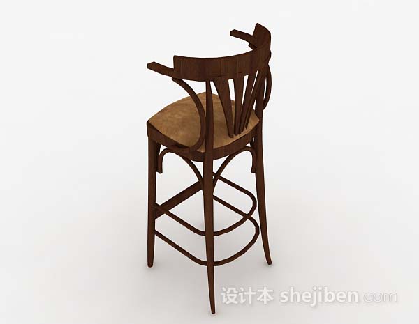 设计本木质棕色高脚椅3d模型下载