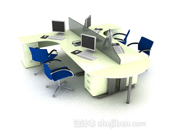 现代风格现代简约办公桌椅组合3d模型下载