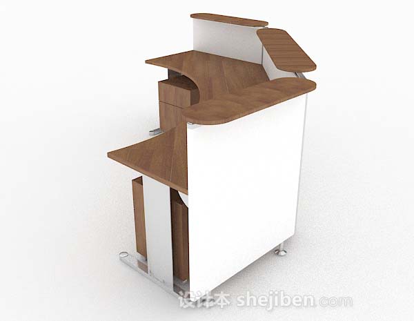 免费现代简约木质办公桌3d模型下载