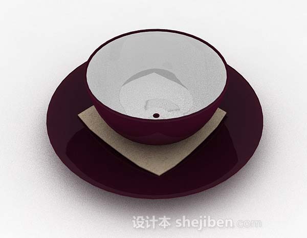 紫色陶瓷碗3d模型下载