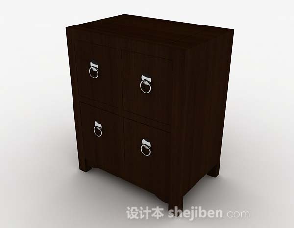 中式风格中式木质棕色储物柜3d模型下载