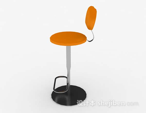 设计本现代橙色吧台椅3d模型下载