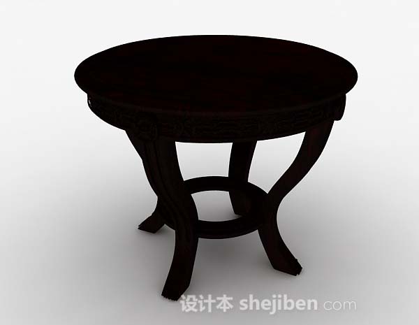 深棕色圆形餐桌3d模型下载