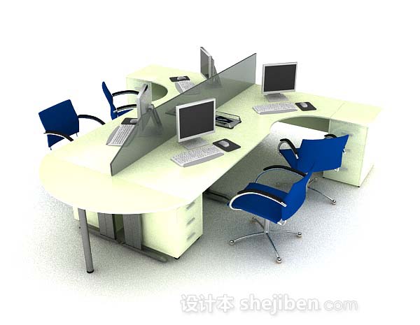 设计本现代简约办公桌椅组合3d模型下载