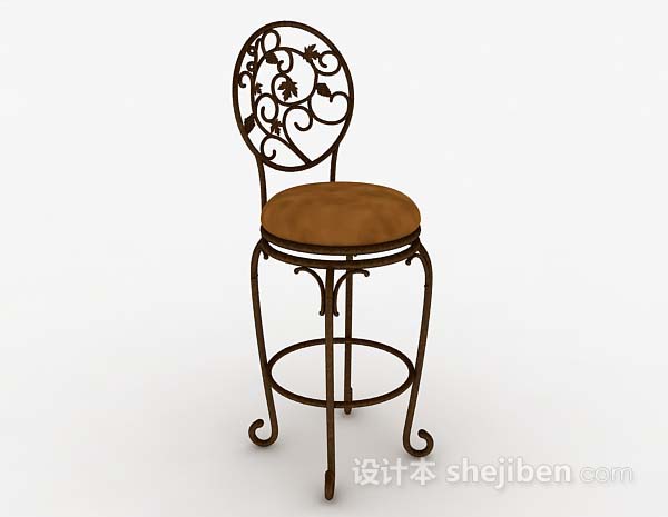 欧式铁艺棕色休闲椅子3d模型下载