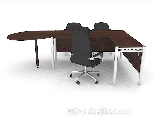 设计本现代简单办公桌椅3d模型下载