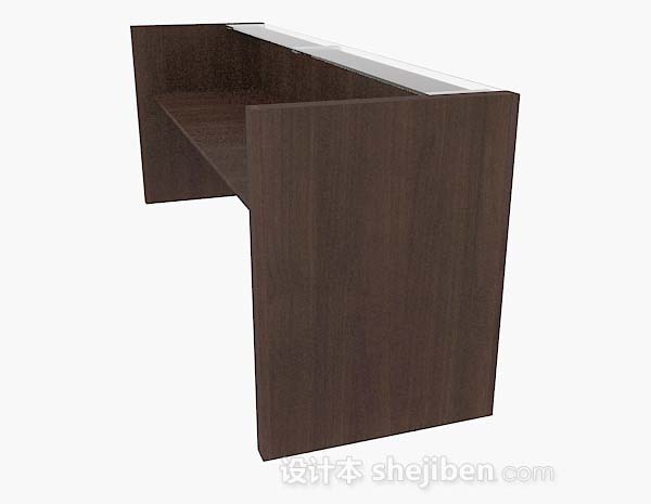 设计本深棕色木质长办公桌3d模型下载