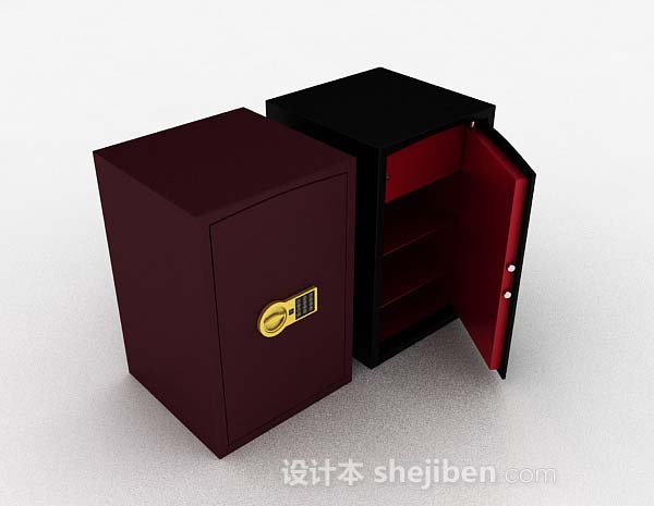 紫红色保险柜3d模型下载