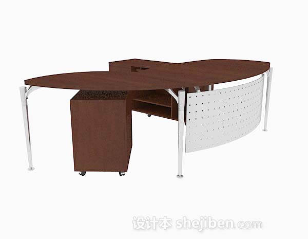 免费现代简约木质办公桌子3d模型下载