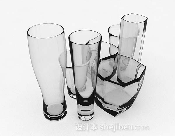 设计本玻璃杯具套组3d模型下载