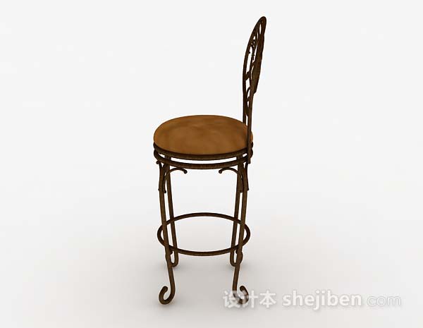 免费欧式铁艺棕色休闲椅子3d模型下载