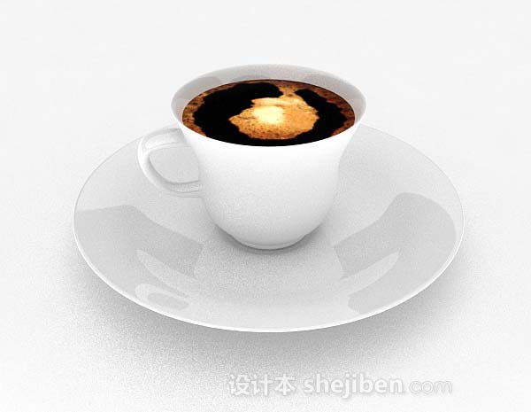 白色咖啡杯子3d模型下载