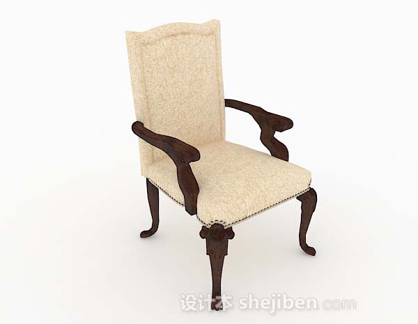 黄色木质家居椅子3d模型下载
