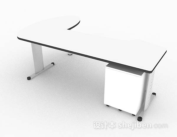免费现代白色简约办公桌3d模型下载