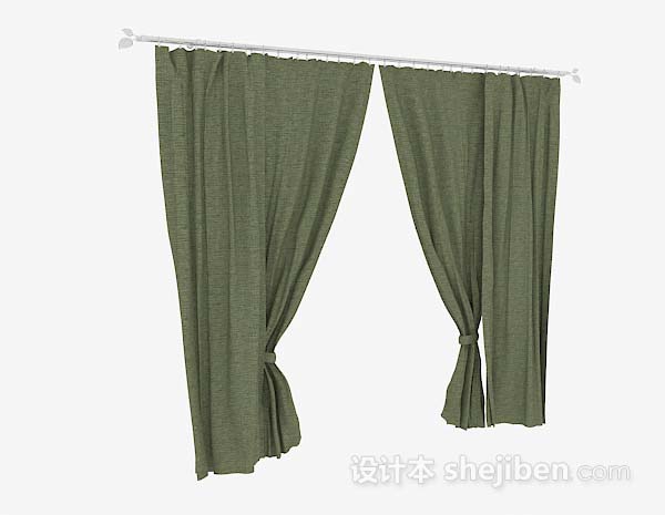 现代风格橄榄绿简单窗帘3d模型下载