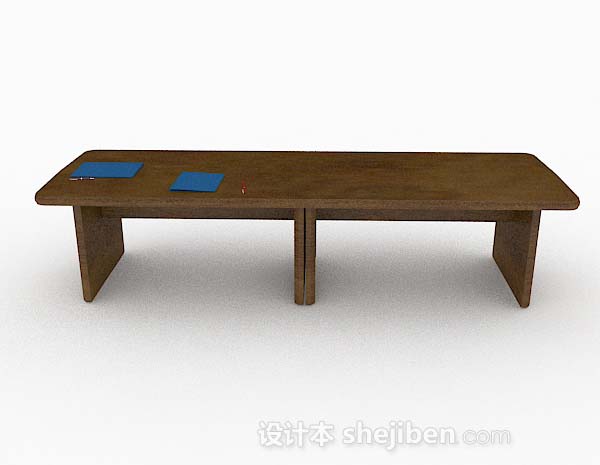 现代风格简单木质棕色办公桌3d模型下载