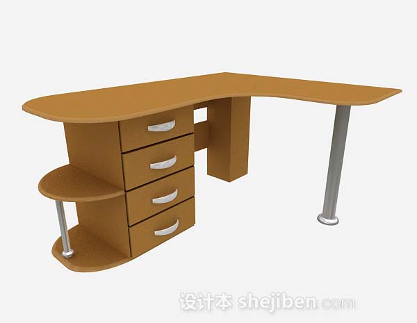 姜黄色办公桌子3d模型下载