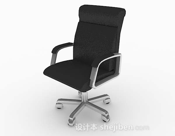 现代风格简约黑色轮滑式办公椅3d模型下载