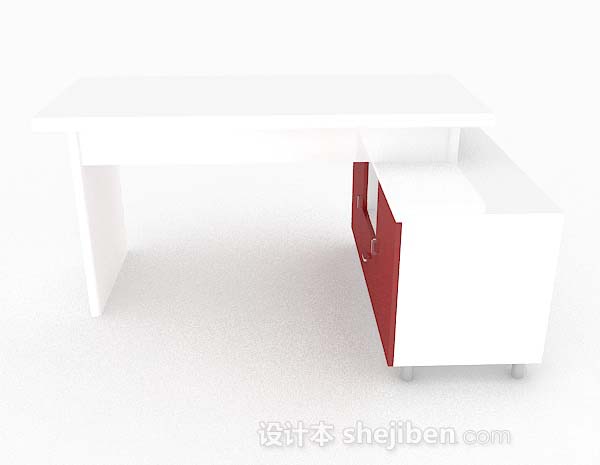设计本白色个性简约书桌3d模型下载