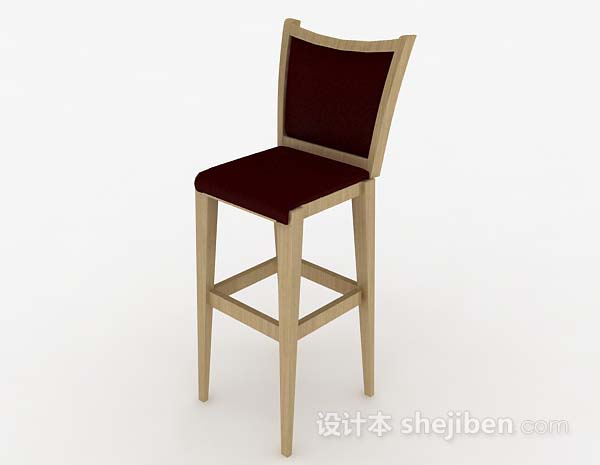 现代风格暗红色木质吧台椅3d模型下载