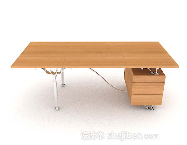 现代风格现代黄色木质办公桌3d模型下载