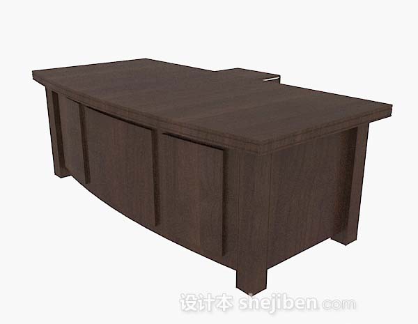 现代风格办公棕色木质桌3d模型下载