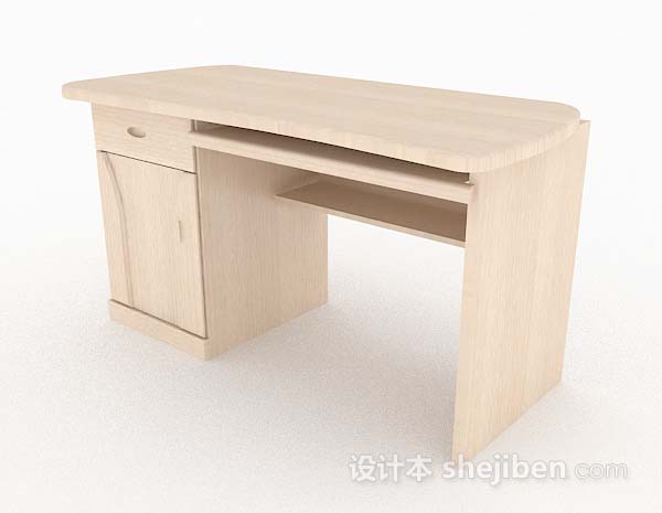 现代风格黄色简单木质书桌3d模型下载