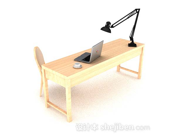 黄色木质桌椅你组合3d模型下载