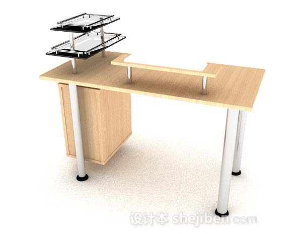 现代风格简约黄色木质书桌3d模型下载