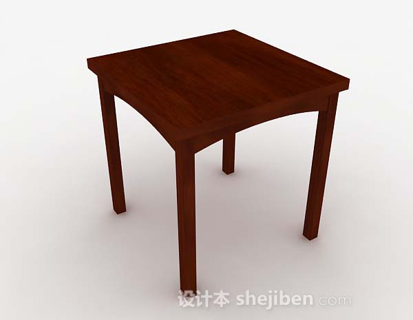 方形棕色木质餐桌3d模型下载