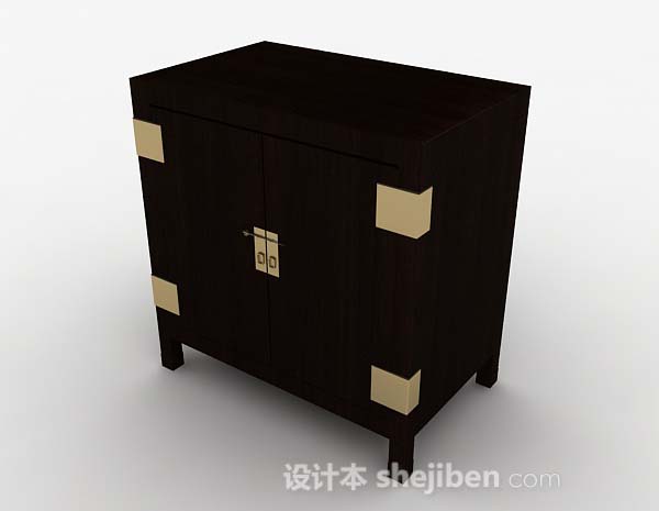 中式风格中式棕色木质储物柜3d模型下载