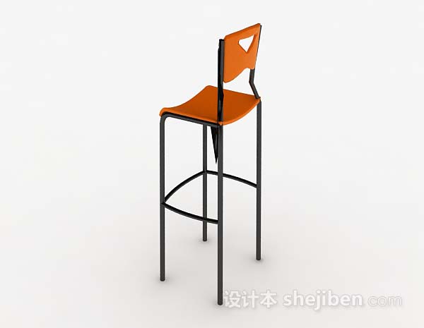 设计本现代休闲橙色吧台椅3d模型下载