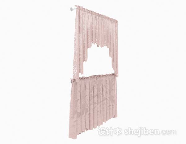 免费粉色可爱窗帘3d模型下载