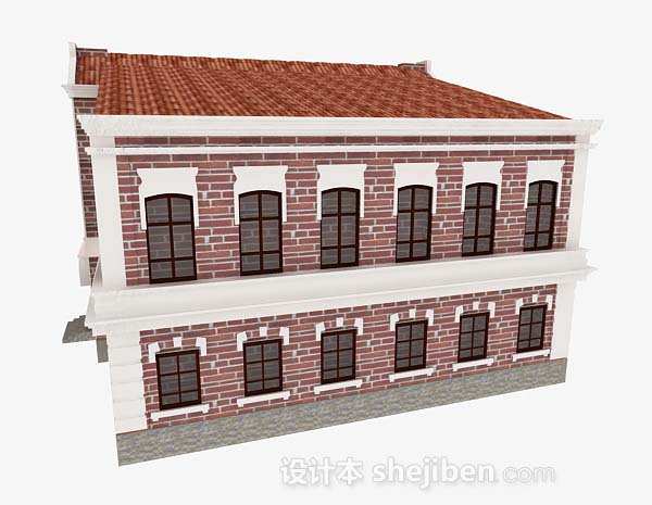 免费欧式红砖小楼3d模型下载