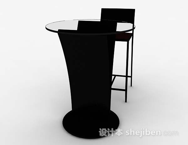 现代风格黑色简约休闲桌椅3d模型下载