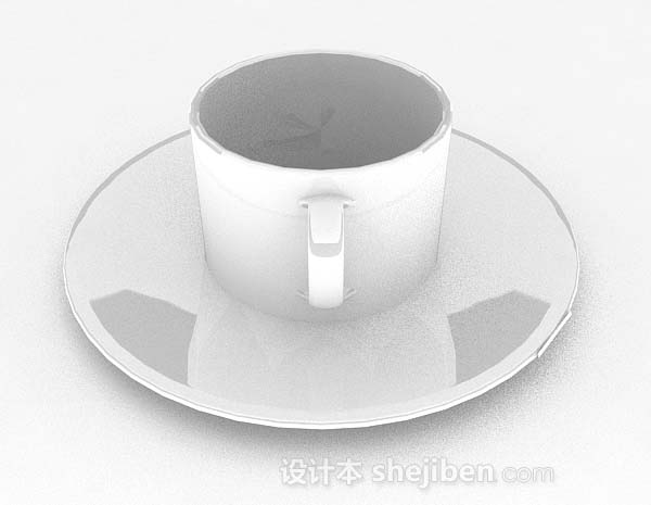 现代风格白色咖啡杯3d模型下载