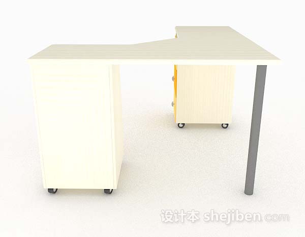 设计本现代简约黄色书桌3d模型下载