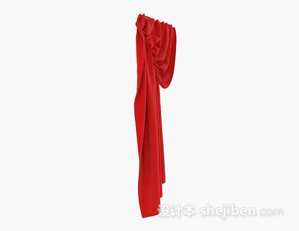 免费红色简单窗帘3d模型下载