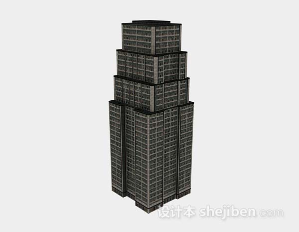 现代风格现代个性黑灰色大厦3d模型下载