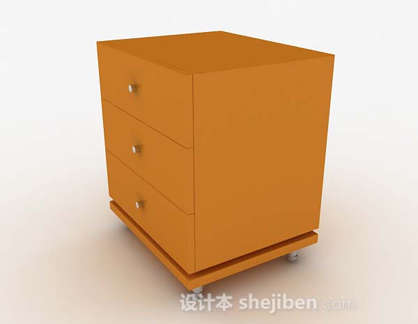 设计本方形简约黄色床头柜3d模型下载