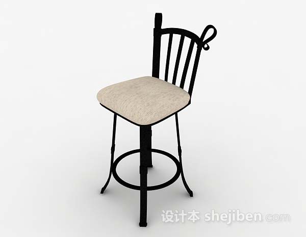 现代风格木质简单吧椅3d模型下载