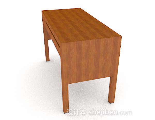 免费黄棕色简约木质书桌3d模型下载