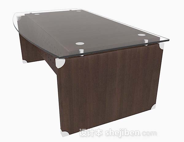 设计本现代简单木质棕色书桌3d模型下载