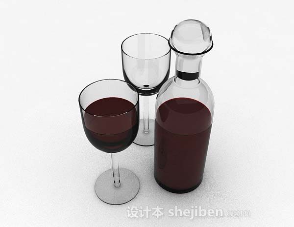 设计本红酒玻璃套装3d模型下载