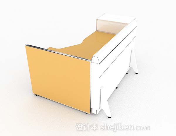 设计本现代简约黄色办公桌椅3d模型下载