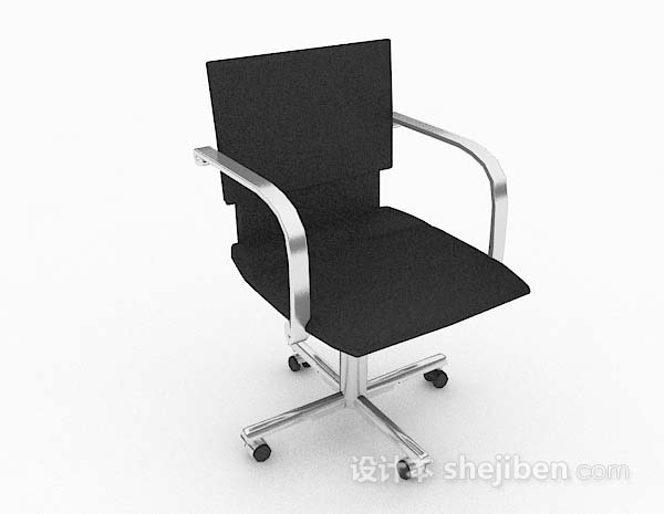 轮滑式黑色办公椅3d模型下载