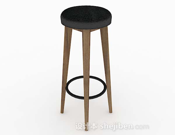 设计本木质简约吧台凳3d模型下载