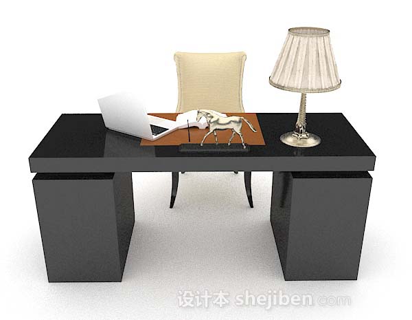 设计本简约办公桌椅3d模型下载