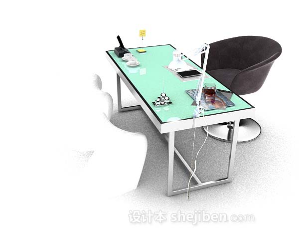 免费现代简单办公桌椅组合3d模型下载
