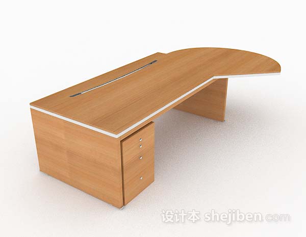 黄色木质简单现代书桌3d模型下载
